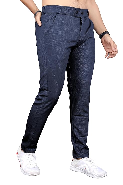 Mehrang Men's Slim Fit Casual Trousers, Black, Cotton Blend, Side Pockets - Image 2